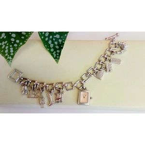 Burberry Silver Charm Bracelet with Watch